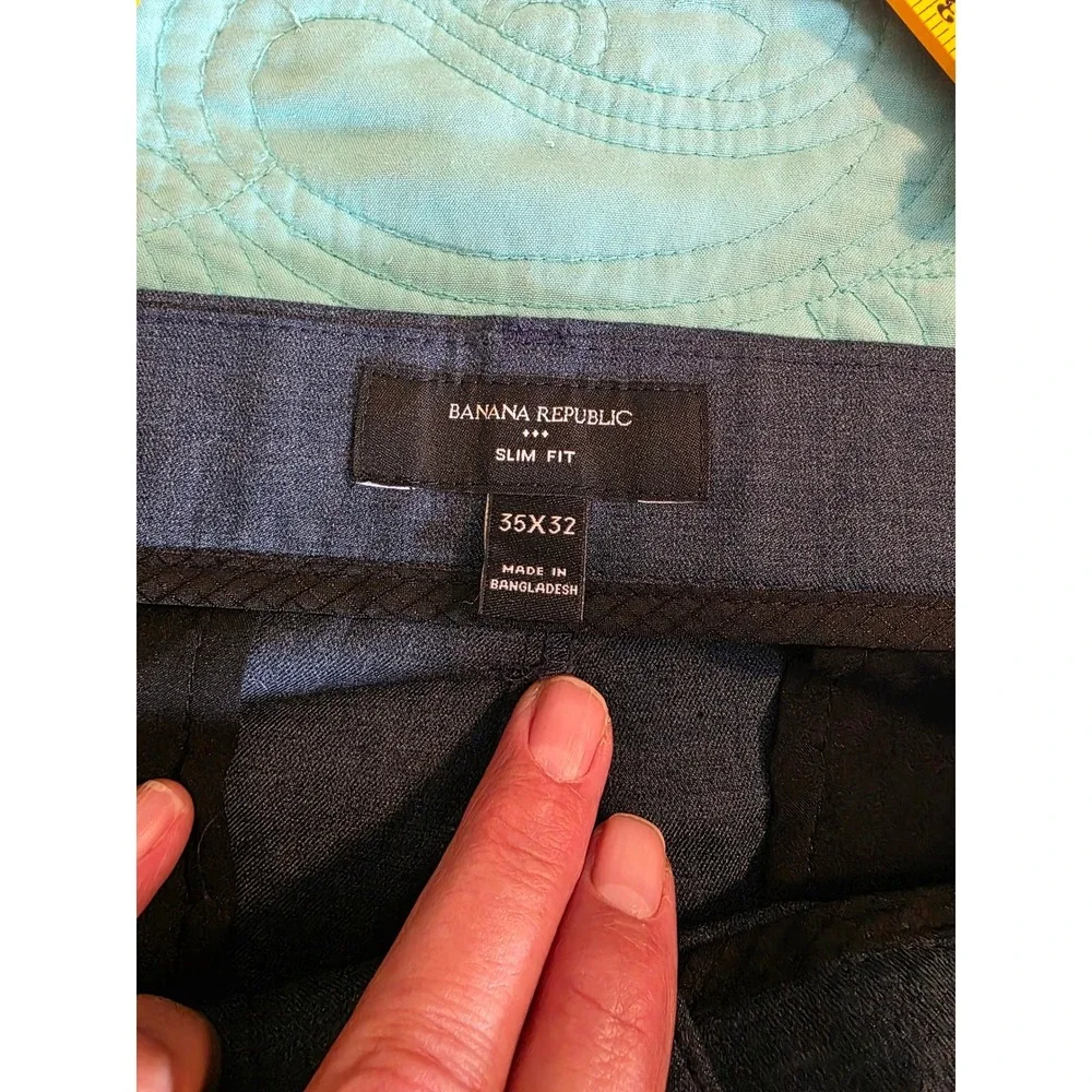 Banana Republic Slim Fit Core Temp Chino Blue Heather Mens 35x32 Pants 603132-10